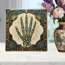 Mano de esqueleto Art Deco con diseño geométrico v