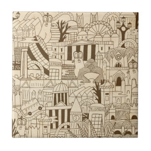 Azulejo Mano de Londres dibujada en el papel viejo