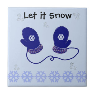 Azulejo Manoplas azules y copos de nieve