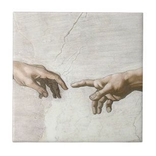 Azulejo Manos de la Creación de Adán de Miguel Ángel Arte