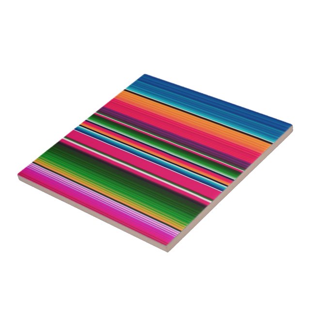 Azulejo Manta Mexicana Serape Rayas Diseño Colorido (Lado)