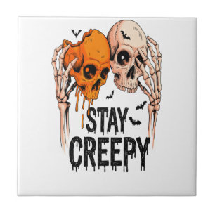 Azulejo Mantén Creepy PNG, Calavera Retro Halloween