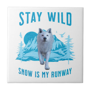 Azulejo Mantén Fiero Lobo Blanco Pista de Nieve