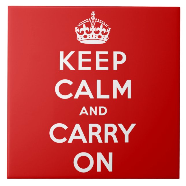 Azulejo Mantener la calma y continuar (diseño rojo) (Frente)