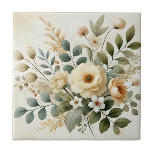 Azulejo Mantequilla de agua amarilla Primavera floral y ve