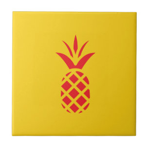 Azulejo Manzana de pino rojo en amarillo.