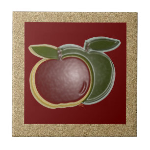 Azulejo Manzanas brillantes 3D (oro/arándano)