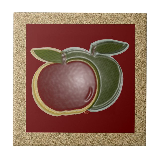 Azulejo Manzanas brillantes 3D (oro/arándano) (Frente)