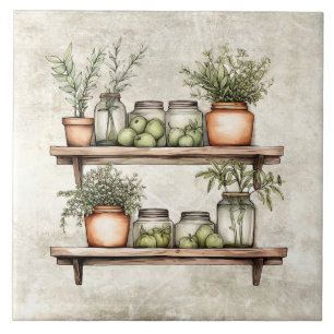 Azulejo Manzanas de hierbas y especias rústicas Estante vi