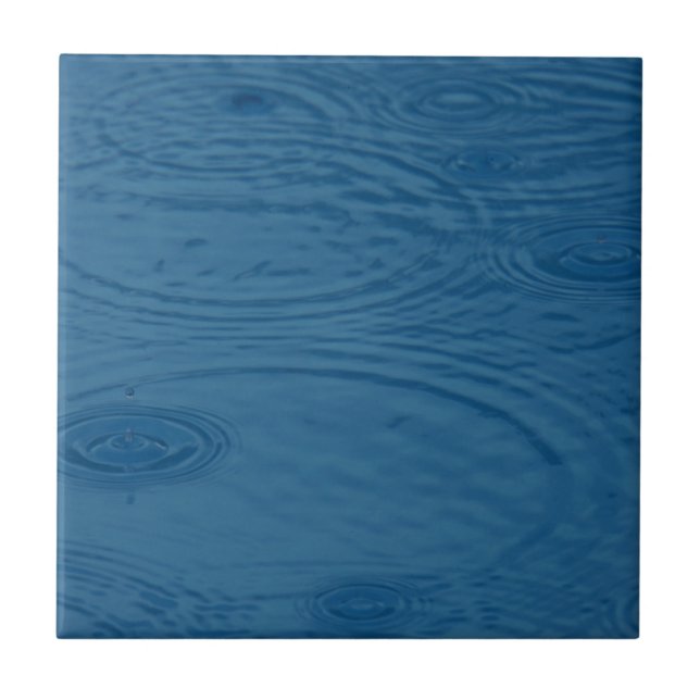 Azulejo Manzanas de lluvia (Olas de agua azul) (Frente)