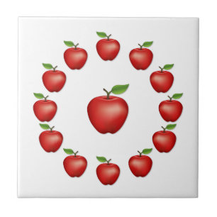 Azulejo Manzanas, Mosaico De Cerámica Red Delicious