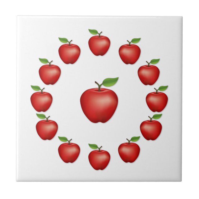 Azulejo Manzanas, Mosaico De Cerámica Red Delicious (Frente)