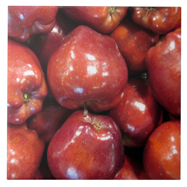 Azulejo Manzanas rojas grandes (6" X 6") Tejido de fotogra (Frente)