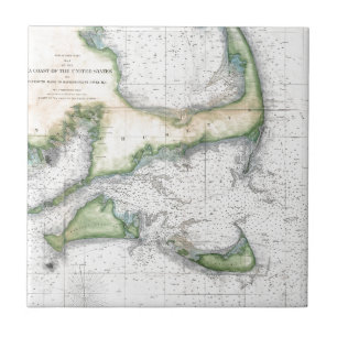 Azulejo Map Cape Cod, Nantucket, el viñedo de Martha