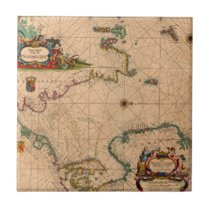 Azulejo Mapa antiguo antiguo inspirado (1)