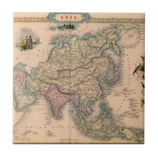 Azulejo Mapa antiguo antiguo inspirado (11) (Frente)