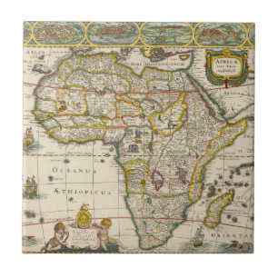 Azulejo Mapa Antiguo de África por Hondius y Jansson