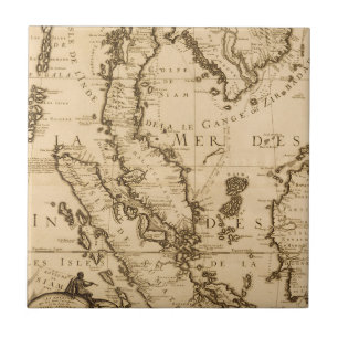 Azulejo Mapa antiguo de Asia sudoriental el 1687