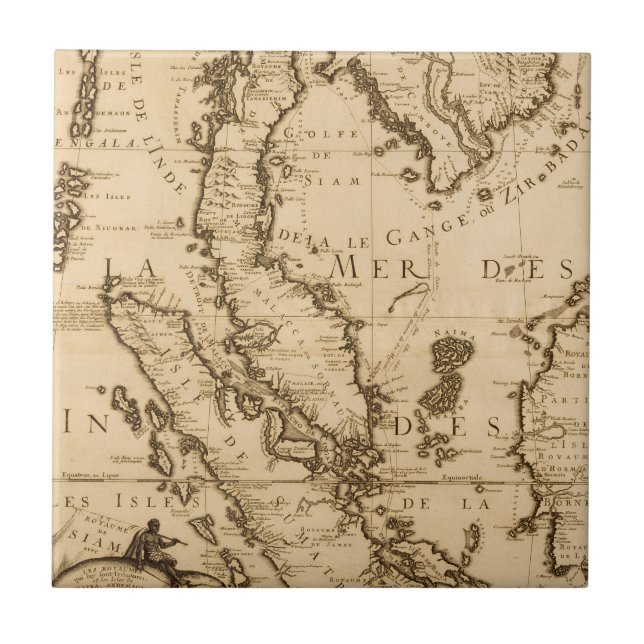 Azulejo Mapa antiguo de Asia sudoriental el | 1687 (Frente)