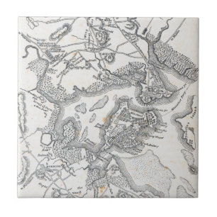 Azulejo Mapa antiguo de Boston el 1775-1776