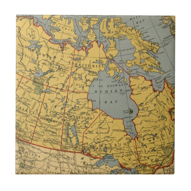 Azulejo Mapa antiguo de Canadá (Frente)