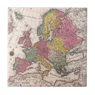 Azulejo Mapa Antiguo de Europa con Reinos Históricos Paste
