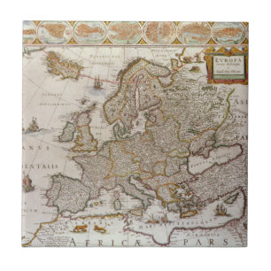 Azulejo Mapa Antiguo de Europa por Willem Jansz Blaeu, c16