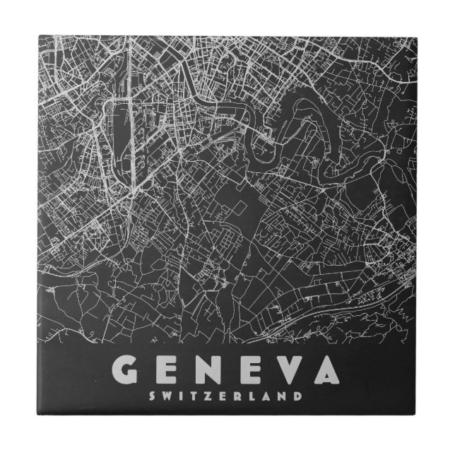Azulejo Mapa antiguo de Ginebra Suiza (Frente)