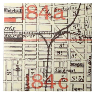 Azulejo Mapa Antiguo de la Ciudad de Filadelfia PA Patrón