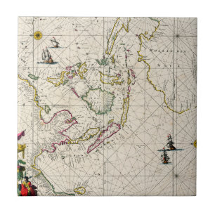 Azulejo Mapa antiguo de los indies del este
