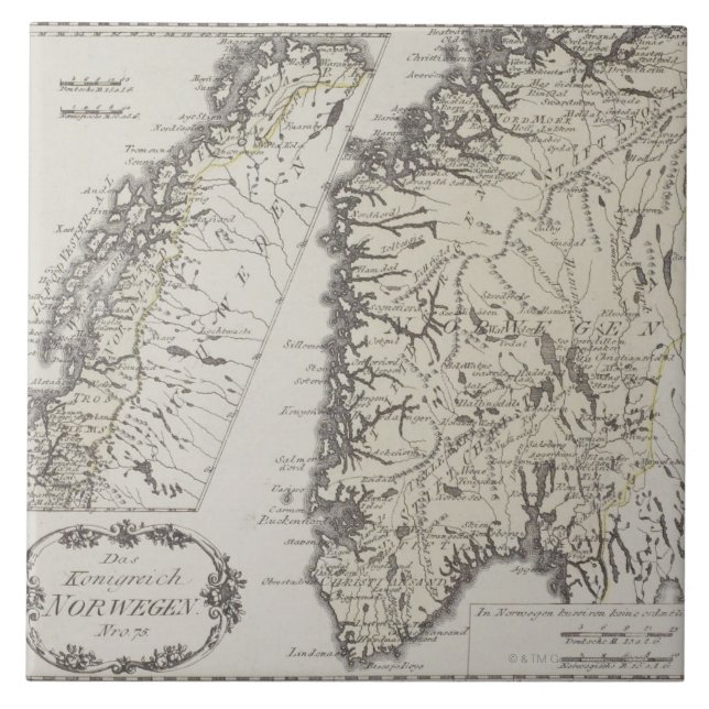 Azulejo Mapa antiguo de Noruega (Frente)