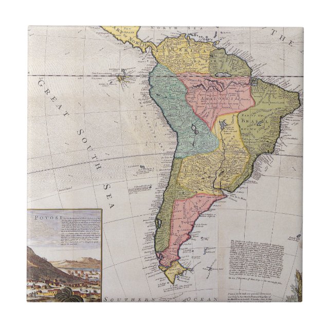 Azulejo Mapa antiguo inspirado (8) (Frente)