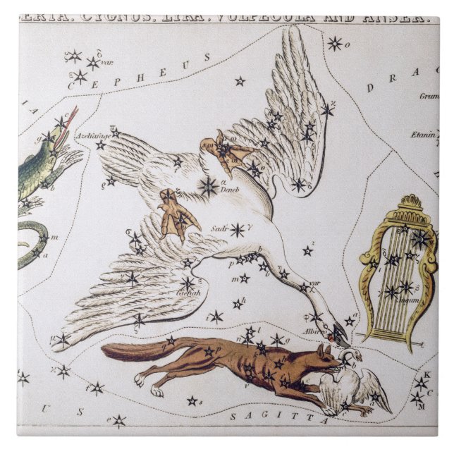 Azulejo Mapa astronómico vintage (Frente)