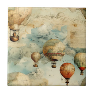 Azulejo Mapa caprichoso de globos aerostáticos coloridos