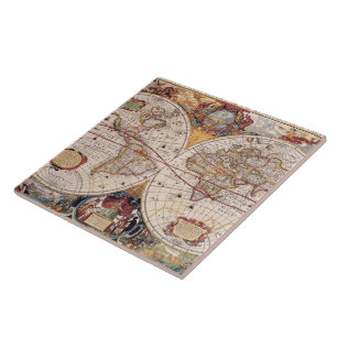Azulejo Mapa cartográfico antiguo