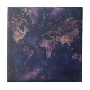 Azulejo Mapa Celestial del Mundo de Color Púrpura de la Ac