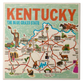 Azulejo Mapa Colorido Antiguo de Kentucky