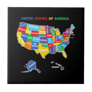 Azulejo Mapa colorido de los Estados Unidos de América con