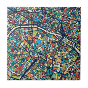 Azulejo Mapa colorido de París Francia el  