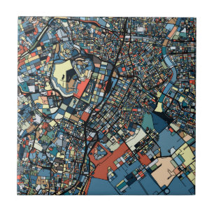 Azulejo Mapa colorido de Tokio