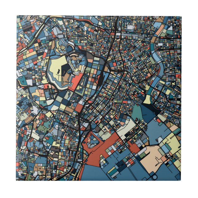 Azulejo Mapa colorido de Tokio (Frente)