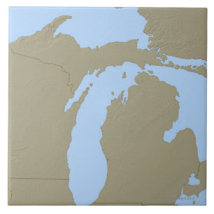 Azulejo Mapa de alivio de Michigan