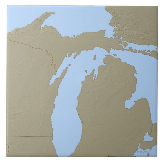 Azulejo Mapa de alivio de Michigan (Frente)