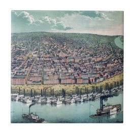 Azulejo Mapa de Antigüedades Río Saint Louis Missouri Miss