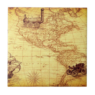 Azulejo Mapa de Antigüedades Viejas de América