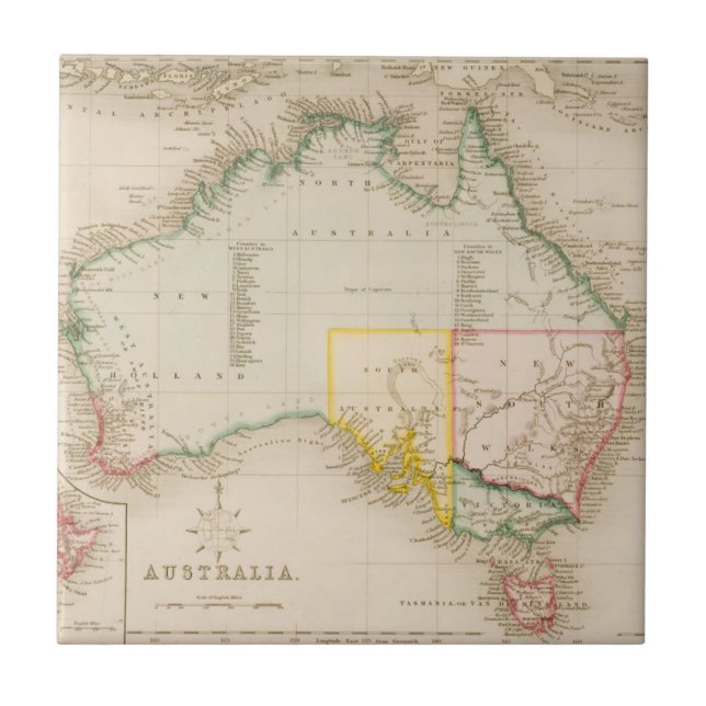 Azulejo Mapa de Australia y de Nueva Zelanda (Frente)