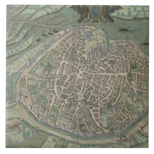 Azulejo Mapa de Aviñón, de "Civitates Orbis Terrarum"