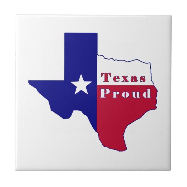 Azulejo Mapa de Bandera Orgullosa de Texas (Frente)