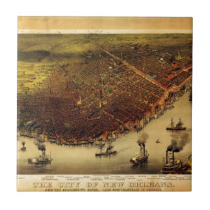 Azulejo Mapa de Birdseye de New Orleans (1885)