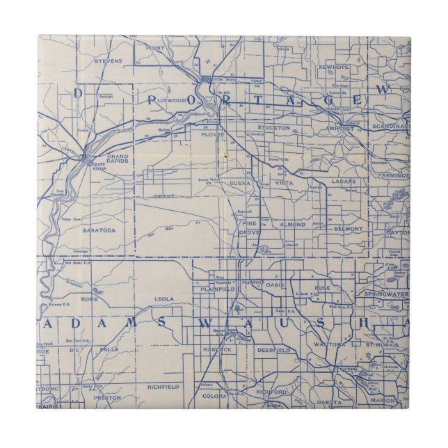 Azulejo Mapa de camino de la bicicleta de Wisconsin 2 (Frente)